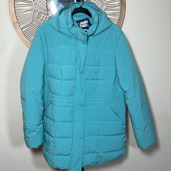 Lands' End Regular Comfort Stretch Mixed Quilted Down Coat woman’s XL NWT - Picture 2 of 15